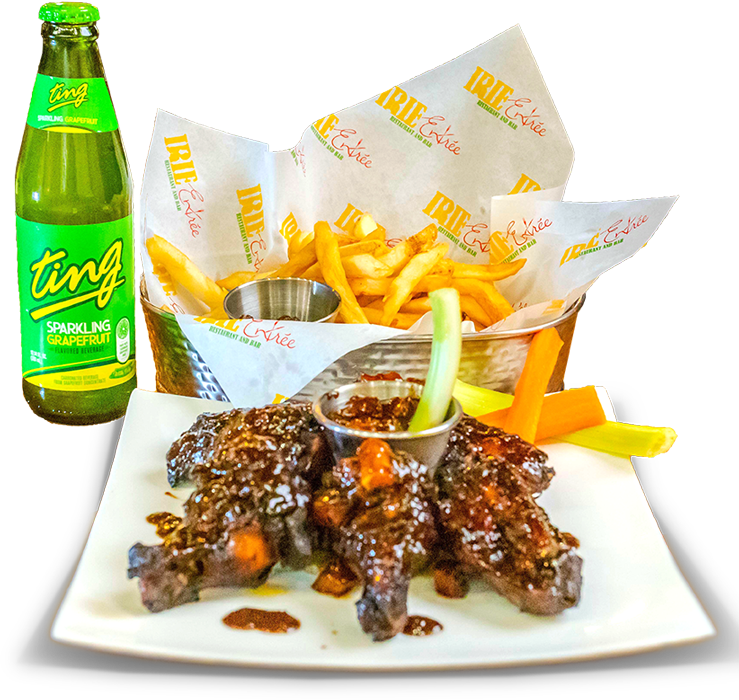 Jerk Wings with French Fries